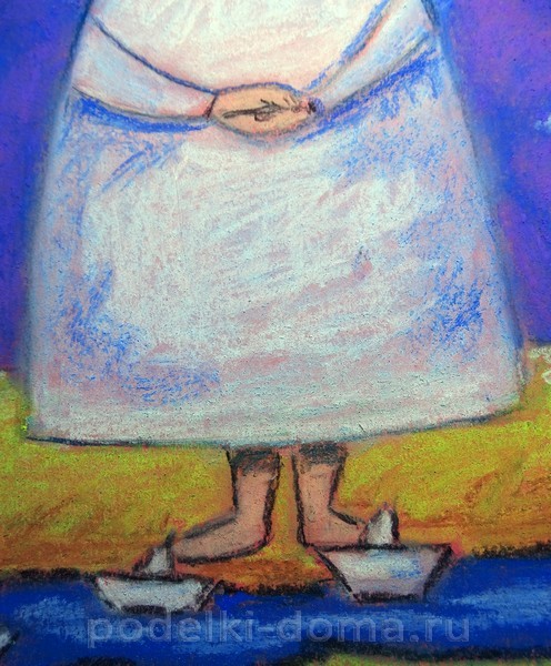 Рисуем пастелью ангела в наивном стиле