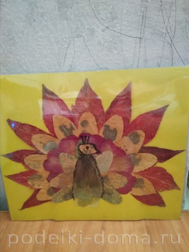 «Павлин» — аппликация из природного материала