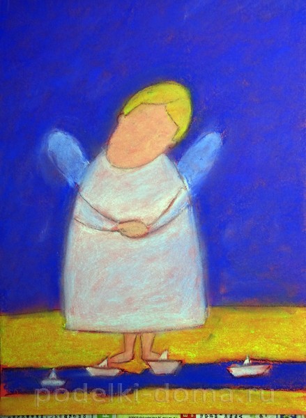 Рисуем пастелью ангела в наивном стиле