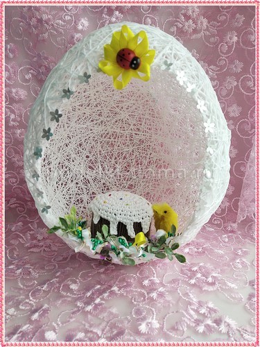 Пасхальное яйцо из ниток