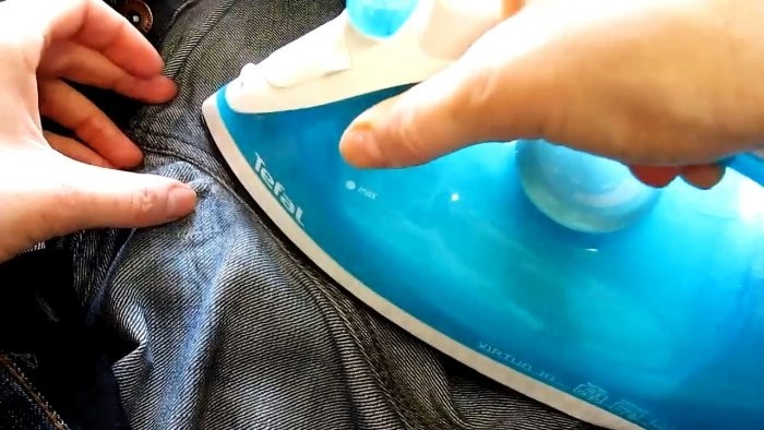 Как зашить потертость между штанин на джинсах