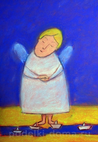 Рисуем пастелью ангела в наивном стиле