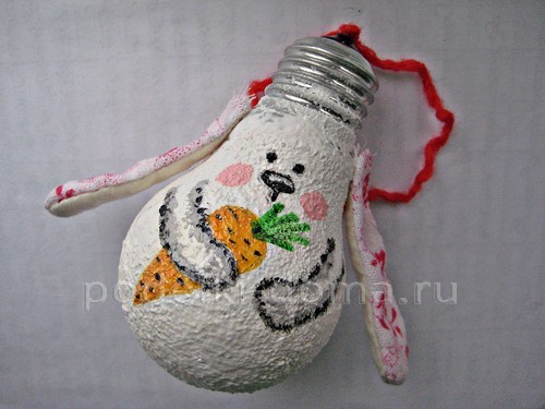 Игрушка на ёлку «Заяц» из лампочки Игрушка на ёлку «Заяц» из лампочки