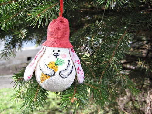 Игрушка на ёлку «Заяц» из лампочки Игрушка на ёлку «Заяц» из лампочки