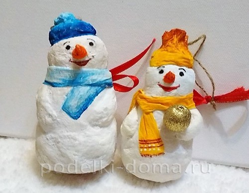 Ёлочная игрушка Зайка в технике ватного папье-маше