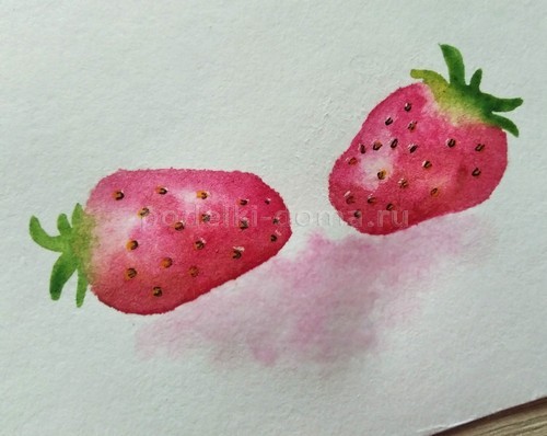 Как нарисовать клубнику акварелью